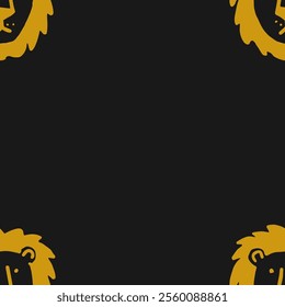 Seamless vector pattern with cute draw fluffy lion, paws. Simple doodle style.	