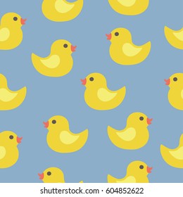 Seamless vector pattern with cute duck for the bath in cartoon style. Perfect for gift wrapping, wallpaper, bathroom and print.