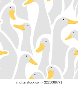 Seamless vector pattern with cute ducks-geese
