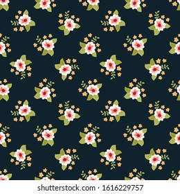 Seamless vector pattern with cute flowers. Beautiful floral decorative background. Design for print, textile, wallpaper, covers, surfaces.