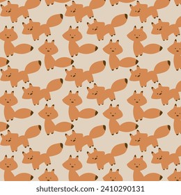 seamless vector pattern cute foxes