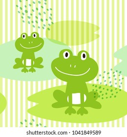 Seamless  vector pattern with cute frogs. Repeating frogs background.