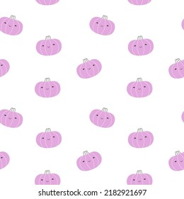 Seamless vector pattern with cute halloween pumpkins. Hand drawn magic characters background. Thanksgiving texture for design and print
