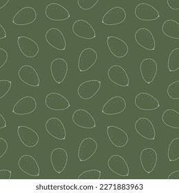 Seamless vector pattern with cute hand drawn avocado. Line objects. Vintage doodle illustration. Healthy food theme background for wrapping paper, packaging, gift, fabric, wallpaper, textile, apparel.