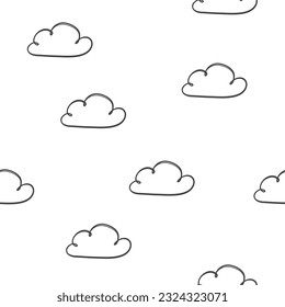 Seamless vector pattern. Cute hand-drawn clouds. Drawing with marker and felt-tip pen . Vector illustration