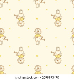 seamless vector pattern with cute lions