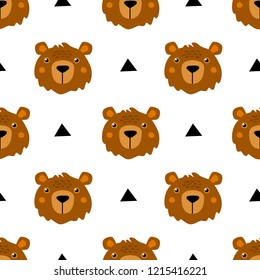 Seamless vector pattern with cute little bear