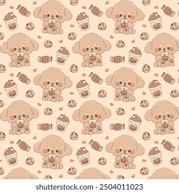 Seamless vector pattern of Cute little brown bear.