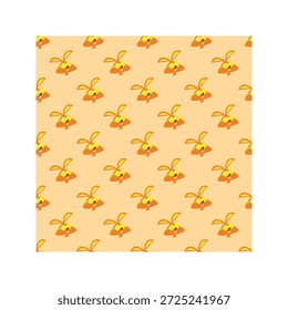Seamless Vector Pattern with Cute Minimalist Rabbit Characters