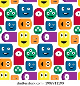 Seamless vector pattern with cute monsters