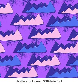 Seamless vector pattern with cute mountains