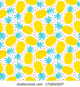 Seamless vector pattern with cute pineapples.