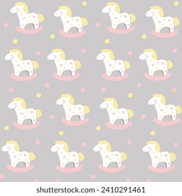 seamless vector pattern cute pony horses for children