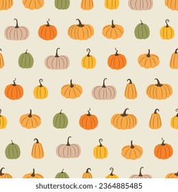 Seamless vector pattern with cute pumpkins. Perfect for Thanksgiving, Halloween wrapping paper