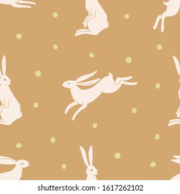 Seamless vector pattern with cute rabbits