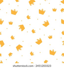 Seamless vector pattern. Cute royal crowns on white background 