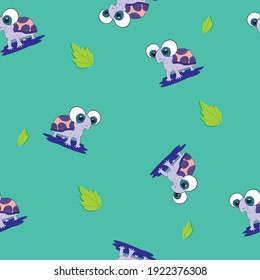 Seamless vector pattern with cute sea turtles. Perfect for kids design, fabric, wrapping, wallpaper, textile, apparel