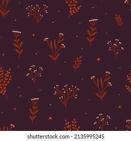 Seamless vector pattern with cute small flowers. Vintage floral background.