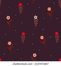 Seamless vector pattern with cute small flowers. Vintage floral background.