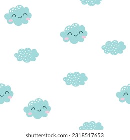 Seamless vector pattern. Cute smiling clouds. Delicate pattern for children's products and textiles 