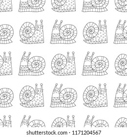 Seamless vector pattern with cute snails.