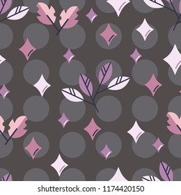 Seamless vector pattern with cute stylized leaves. Design for decoration of kids accessories.