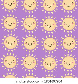Seamless vector pattern with cute sun . design of wrapping paper, textile, print