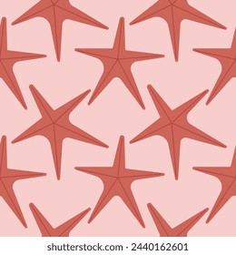Seamless vector pattern with cute various starfishes. Vintage pastel texture. Summer hand drawn background for package, wrapping paper, banner, print, card, gift, fabric, card, textile, wallpaper, web