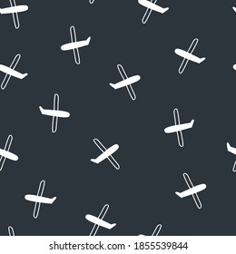 Seamless vector pattern with cute white planes for fabric, typography poster, card, label, brochure, flyer, page, banner design. Vector illustration background