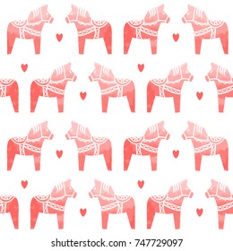 Seamless vector pattern with Dala horses.