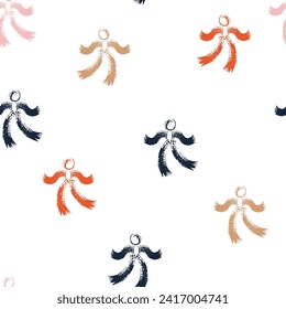 Seamless vector pattern of dancing men. Modern abstract ornament. In retro Avant-garde style. For background design, packaging, textiles. Bright contrasting colors: orange, beige, blue