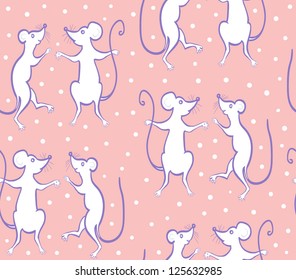 Seamless vector pattern with dancing mice