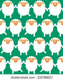 seamless vector pattern with dancing sheep on  green