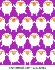 seamless vector pattern with dancing sheep on blue