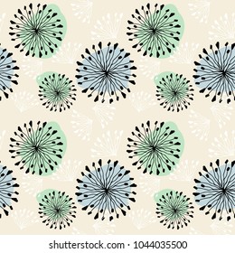 Seamless  vector pattern with dandelions. Repeating background.