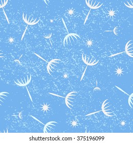 Seamless vector pattern with dandelions and seeds. Vector background