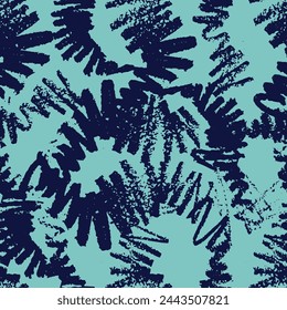 Seamless vector pattern with dark blue abstract ornament.