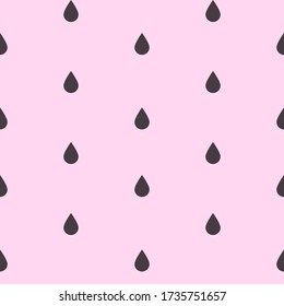 Seamless vector pattern. Dark drops, pink background. Cute wallpaper texture. Emo tears. Package design. Cloth pattern for girls.