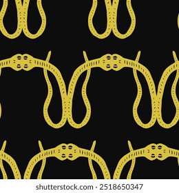 Seamless vector pattern decorated funny snake, the animal symbol of 2025. Simple doodle style. Grid