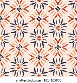 Seamless vector pattern of decorative abstract geometric floral shapes in pastel colors. The design is perfect for wallpaper, backgrounds, textile, wrapping paper, sheets, surfaces, decorations