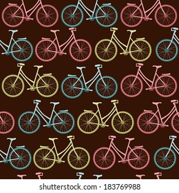 Seamless vector  pattern with decorative bicycles