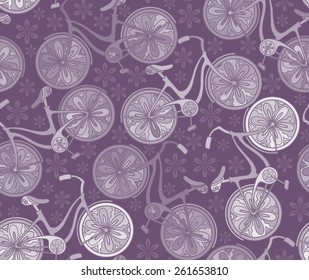 Seamless vector pattern with decorative bicycles