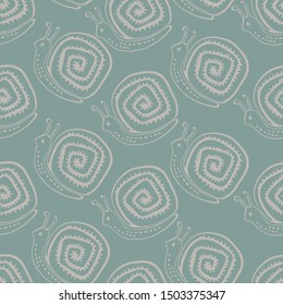 Seamless vector pattern with decorative colorful snails. The design is suitable for children clothes, wallpaper, stationary, sheets as well as for wrapping paper. 