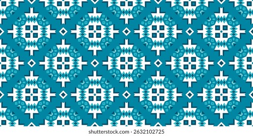 Seamless vector pattern with decorative ethnic diamond shapes. Background with tribal geometric motifs for printing on textiles, fabrics, paper, wallpaper and other surfaces.