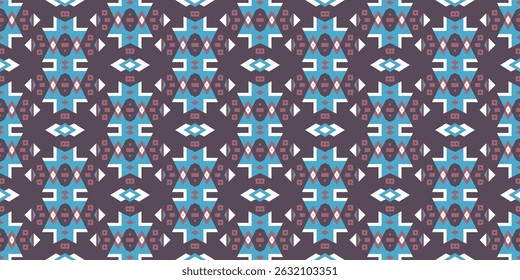Seamless vector pattern with decorative ethnic rectangular shapes. Background with tribal geometric motifs for printing on textiles, fabrics, paper, wallpaper and other surfaces.