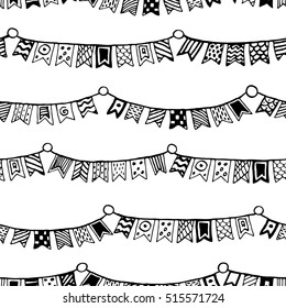 Seamless vector pattern with decorative flags