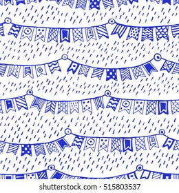Seamless vector pattern with decorative flags
