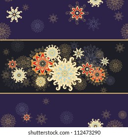 Seamless vector pattern with decorative floral rosettes, chinese style
