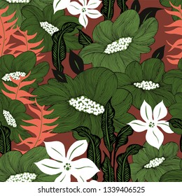 Seamless vector pattern with decorative flowers