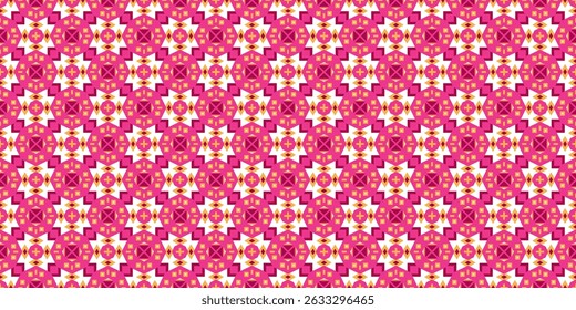 Seamless vector pattern with decorative geometric shapes. Ethnic style background for printing on textiles, wallpapers, fabrics, paper and other surfaces.